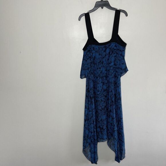 DEREK LAM 10 Crosby Dress Womens 6 Two Tier Cami Midi Silk Blue Midnight - Picture 6 of 14